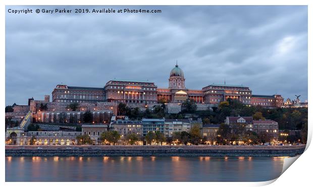 Buda Castle, overlooking the Danube, in Budapest Print by Gary Parker