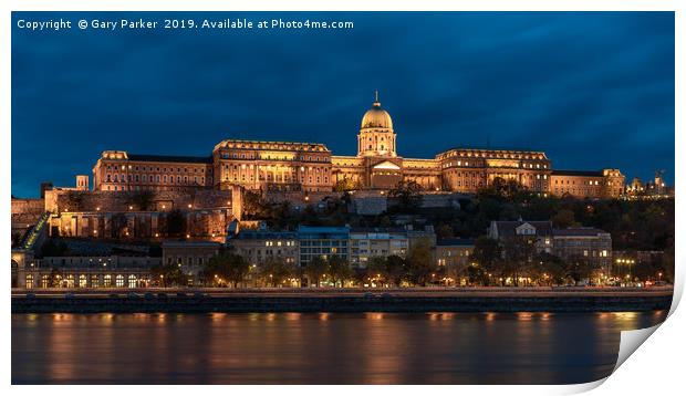 Buda Castle, overlooking the Danube, in Budapest Print by Gary Parker