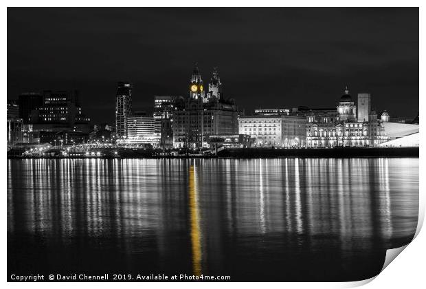 Liverpool Waterfront Selective Colour   Print by David Chennell