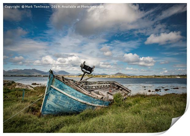 Weathered Boat on the Irish Coast Print by Mark Tomlinson