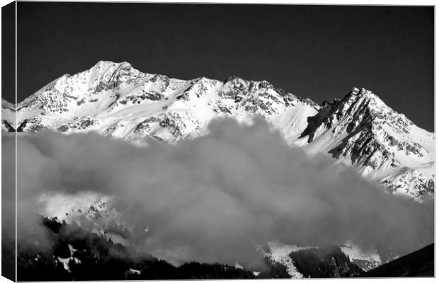 Mont Blanc from La Tania 3 Valleys French Alps Canvas Print by Andy Evans Photos