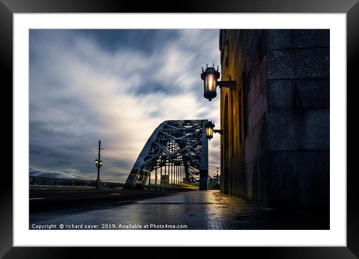 Majestic Tyne Bridge at Twilight Framed Mounted Print by richard sayer
