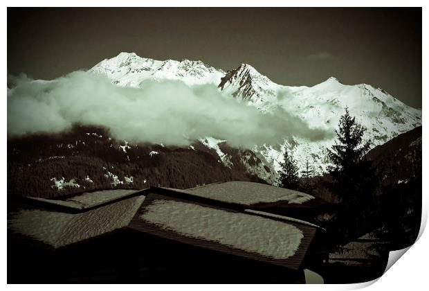 Mont Blanc from La Tania 3 Valleys French Alps Print by Andy Evans Photos