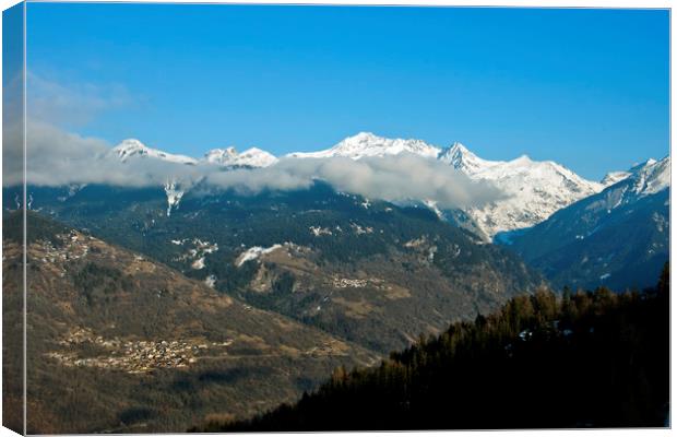 Mont Blanc from La Tania 3 Valleys French Alps Canvas Print by Andy Evans Photos