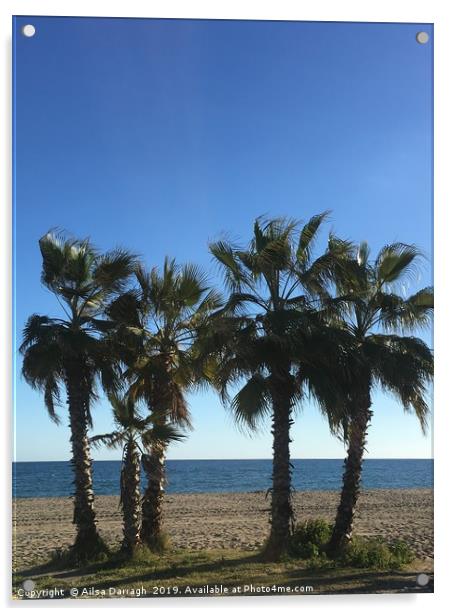 Palm Trees on La Cala beach Acrylic by Ailsa Darragh