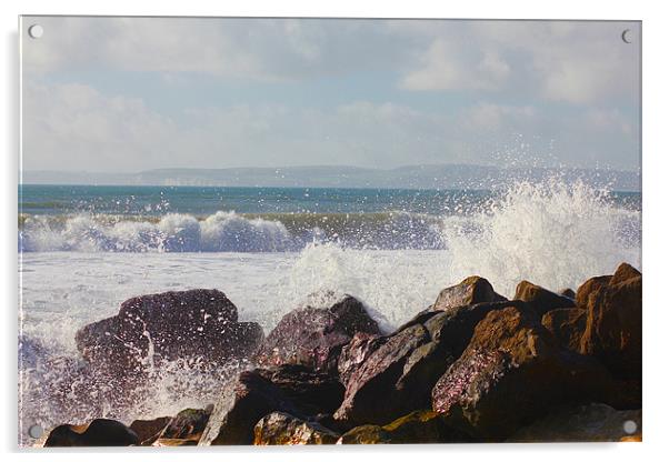 crashing waves Acrylic by kelly Draper