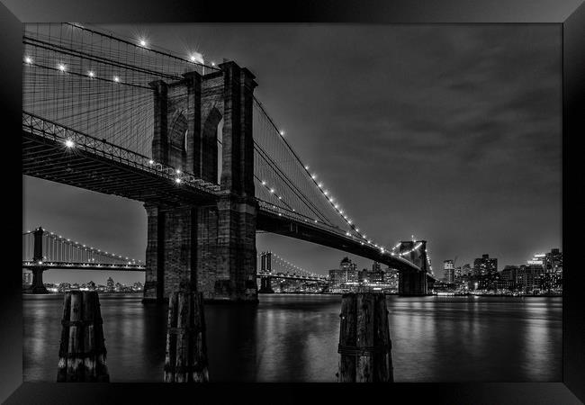 Brooklyn Bridge New York Black and White NYC Framed Print by Chris Curry