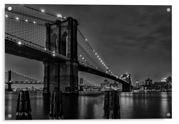 Brooklyn Bridge New York Black and White NYC Acrylic by Chris Curry