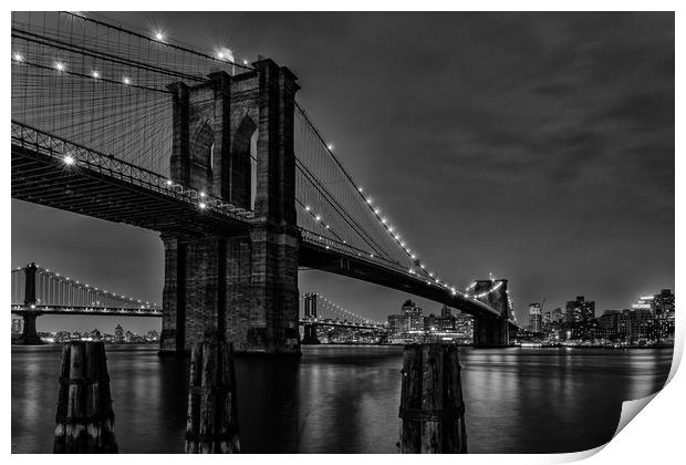 Brooklyn Bridge New York Black and White NYC Print by Chris Curry