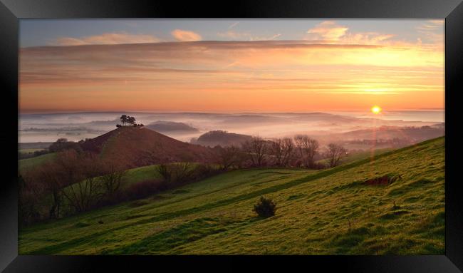 Colmer's Hill Panorama Framed Print by David Neighbour