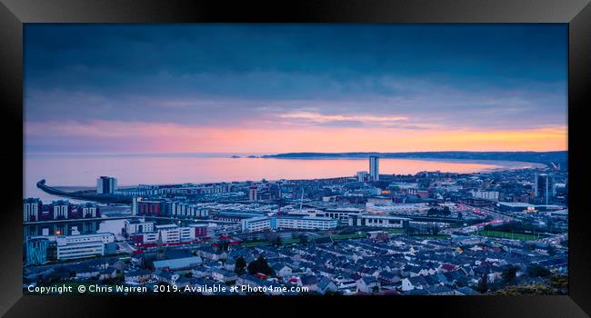 Swansea Bay Wales at twilight Framed Print by Chris Warren