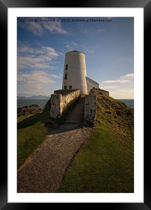 Twr Mawr Lighthouse Framed Mounted Print by rawshutterbug 