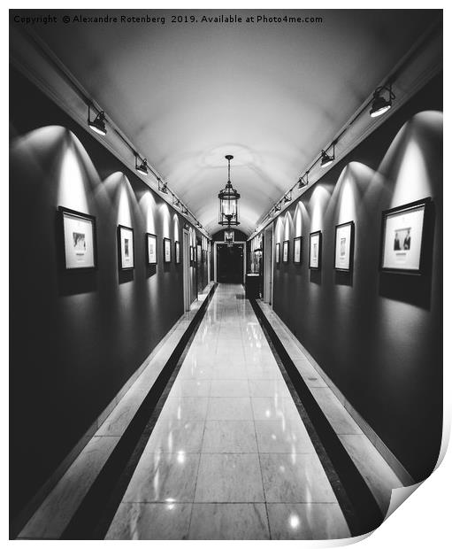 Wide angle long corridor diminishing perspective Print by Alexandre Rotenberg