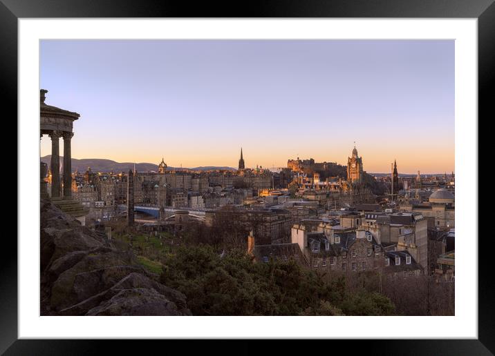 Sunrise over Edinburgh from Calton Hill Framed Mounted Print by Miles Gray