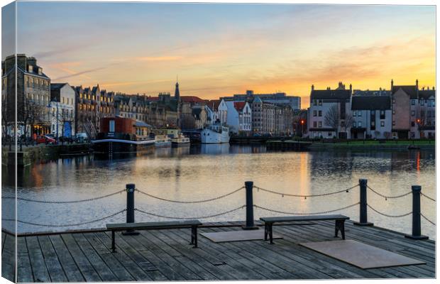 Pastel coliurs at the Shore in Leith, Edinburgh Canvas Print by Miles Gray