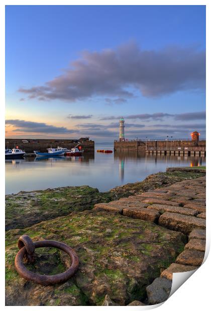 Newhaven lighthouse at sunset Print by Miles Gray