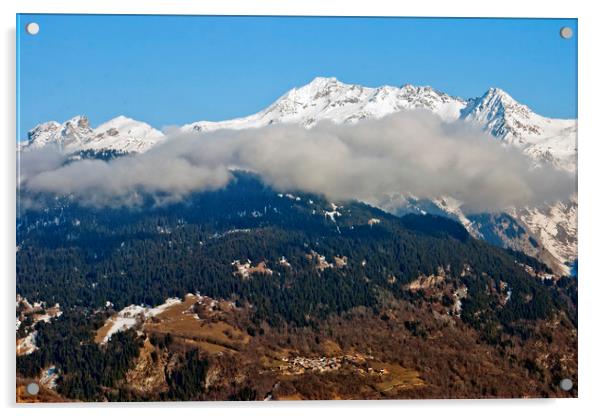 Mont Blanc from La Tania 3 Valleys French Alps Acrylic by Andy Evans Photos