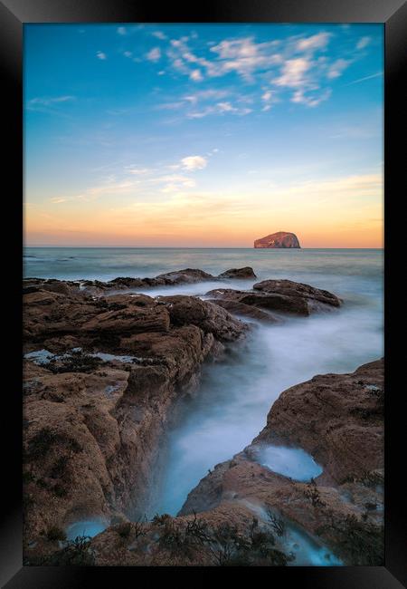 Bass Rock at Sunset Framed Print by Miles Gray