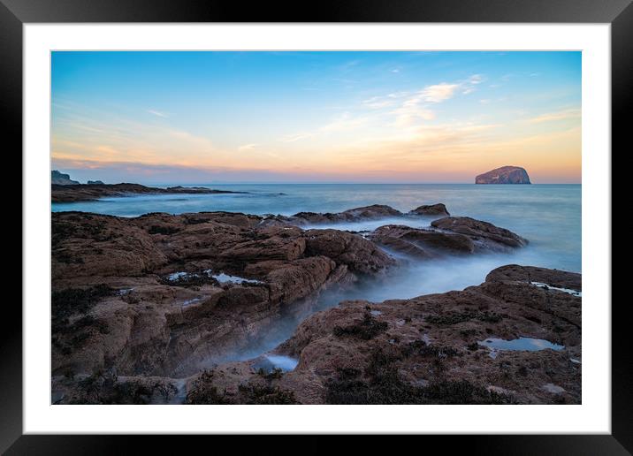 Bass Rock at Sunset Framed Mounted Print by Miles Gray