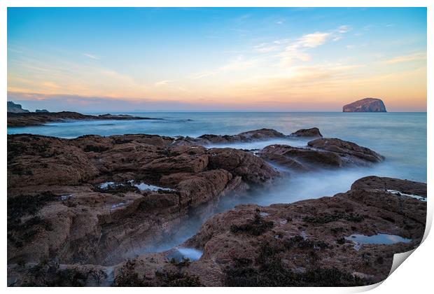 Bass Rock at Sunset Print by Miles Gray
