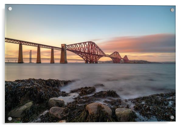 The Forth Bridge at Sunset Acrylic by Miles Gray
