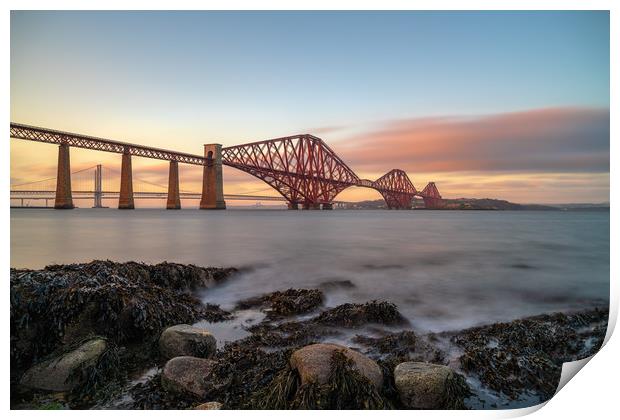 The Forth Bridge at Sunset Print by Miles Gray