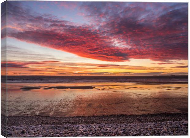 Glorious Sunset at Newgale. Canvas Print by Colin Allen