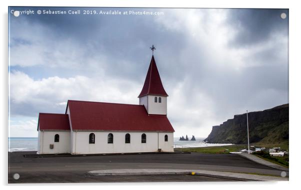 Vik church Iceland Acrylic by Sebastien Coell