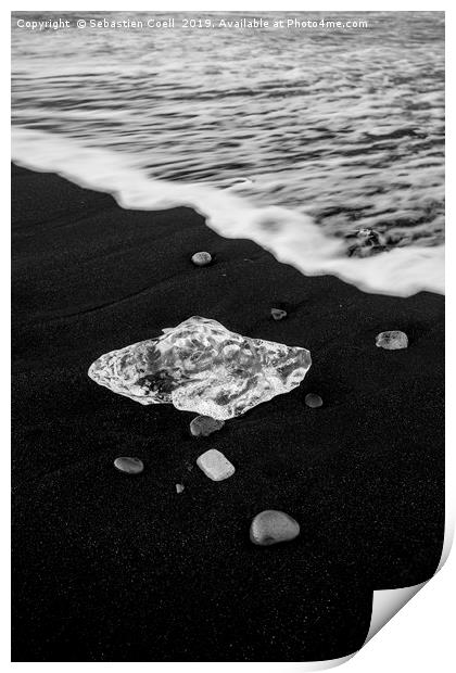 diamond beach iceland Print by Sebastien Coell