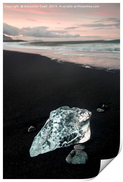 diamond beach iceland Print by Sebastien Coell