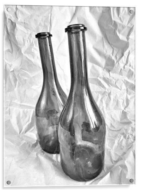 Two wine bottles Acrylic by Larisa Siverina