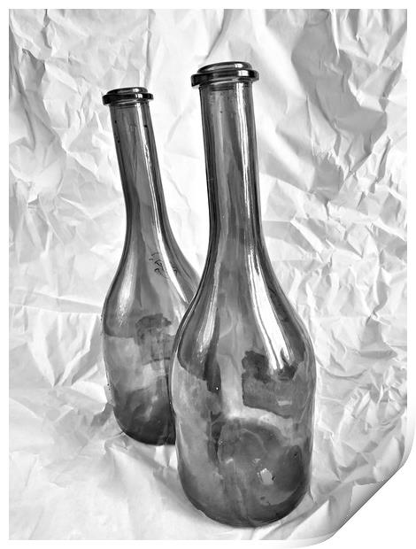 Two wine bottles Print by Larisa Siverina