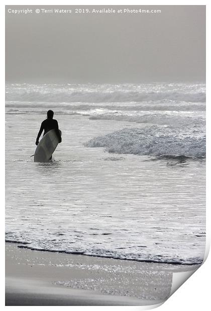 Lone Surfer Print by Terri Waters