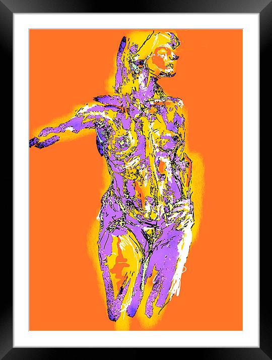 Holly -  Life drawing  in Orange Series Framed Mounted Print by Lisa Martin