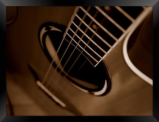 Sepia Guitar 3 Framed Print by Louise Godwin