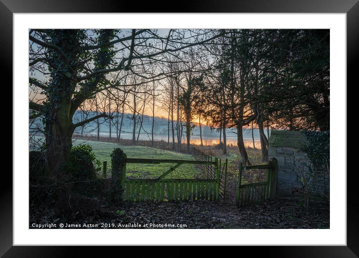 Sunrise through the Trees at Deene Park, Corby, No Framed Mounted Print by James Aston