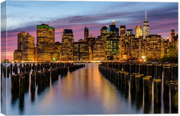 New York Cityscape At Twilight Canvas Print by Chris Curry