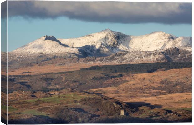 Snowdon and Dolwyddelan castle Canvas Print by Rory Trappe