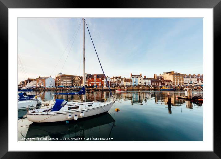 Weymouth Harbour at sunset Framed Mounted Print by Paul Brewer