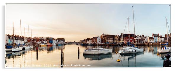 Weymouth Harbour Panoramic  Acrylic by Paul Brewer