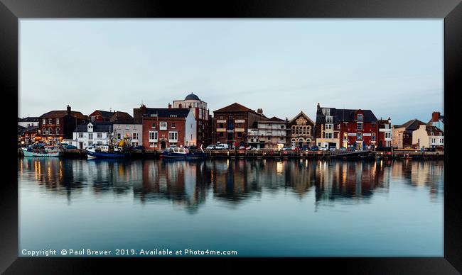 Weymouth Harbour in early evening Framed Print by Paul Brewer