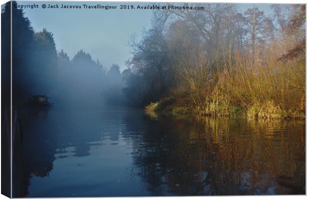 Fog on the Grand Union Canal Canvas Print by Jack Jacovou Travellingjour