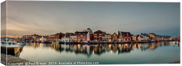 Weymouth Harbour at twilight Canvas Print by Paul Brewer