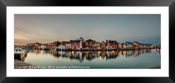 Weymouth Harbour at twilight Framed Mounted Print by Paul Brewer
