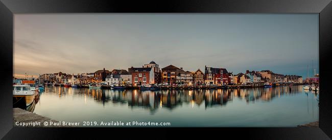 Weymouth Harbour at twilight Framed Print by Paul Brewer