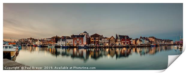 Weymouth Harbour at twilight Print by Paul Brewer
