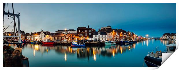 Weymouth Harbour at Night Print by Paul Brewer