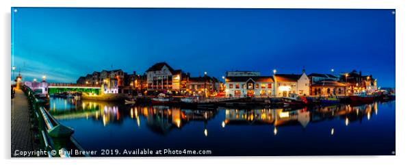 Weymouth Harbour at Night Acrylic by Paul Brewer