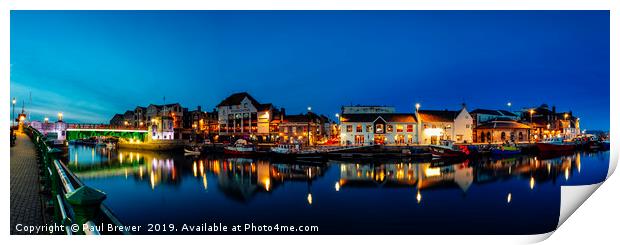 Weymouth Harbour at Night Print by Paul Brewer