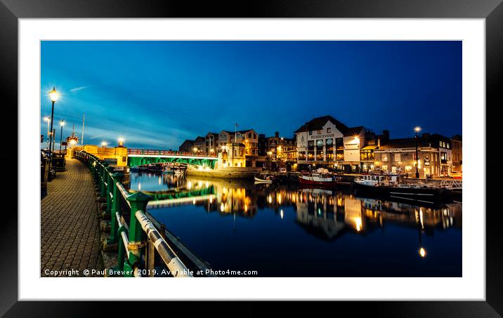 Weymouth Harbour at Night Framed Mounted Print by Paul Brewer